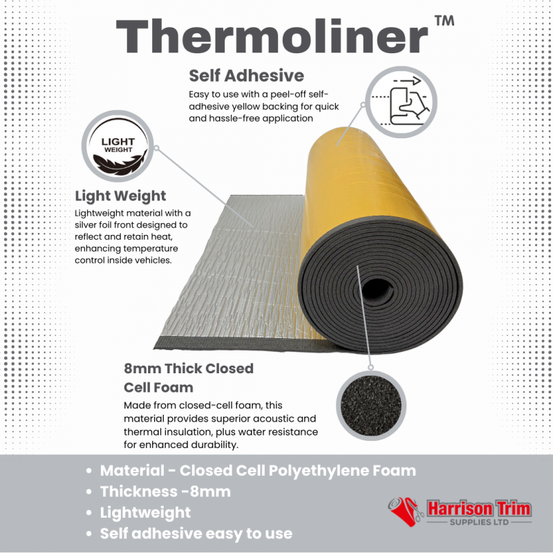 10m x1m FOIL FOAM VAN INSULATION WITH PRE-GLUED SOUNDPROOFING THERMOLINER SIMPLE